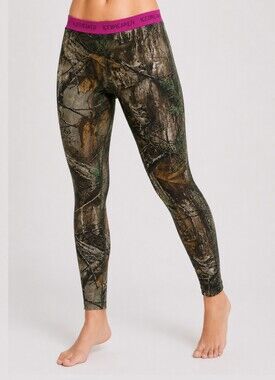 Icebreaker Bodyfit 200 Merino Wool Camo Base Layer Leggings XS Realtree Pink